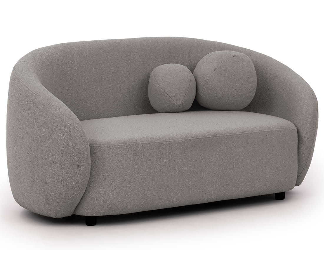 Flore - Canapé droit 2 places en tissu bouclette, BEST MOBILIER