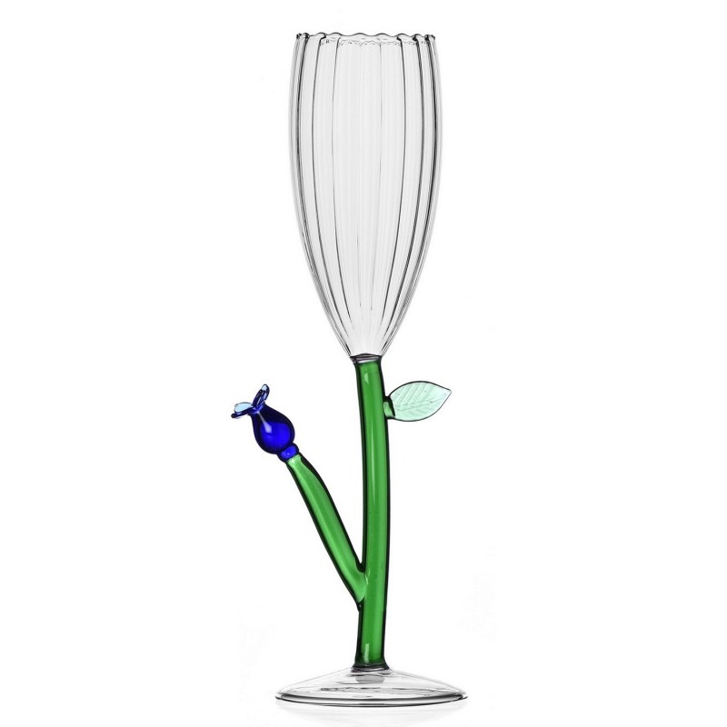 Flûte à champagne  BOTANICA blue flower, ICHENDORF