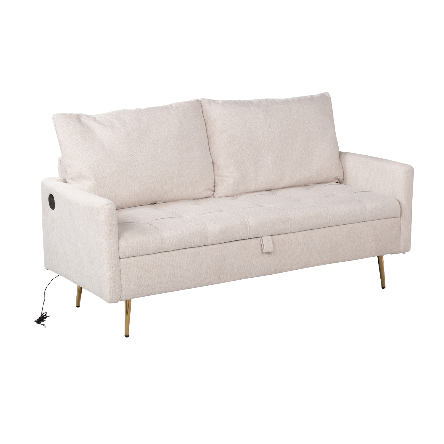 Canapé droit canapé convertible 2 places avec coffre en scandinave, AHBARM, MEUBLES COSY