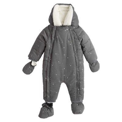 Recycled Warm Hooded Snowsuit in Star Print, 1 Month-2 Years LA REDOUTE COLLECTIONS