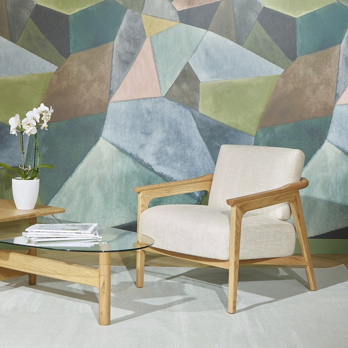 Fauteuil en chêne massif et lin premium GASTON, ROBIN DES BOIS