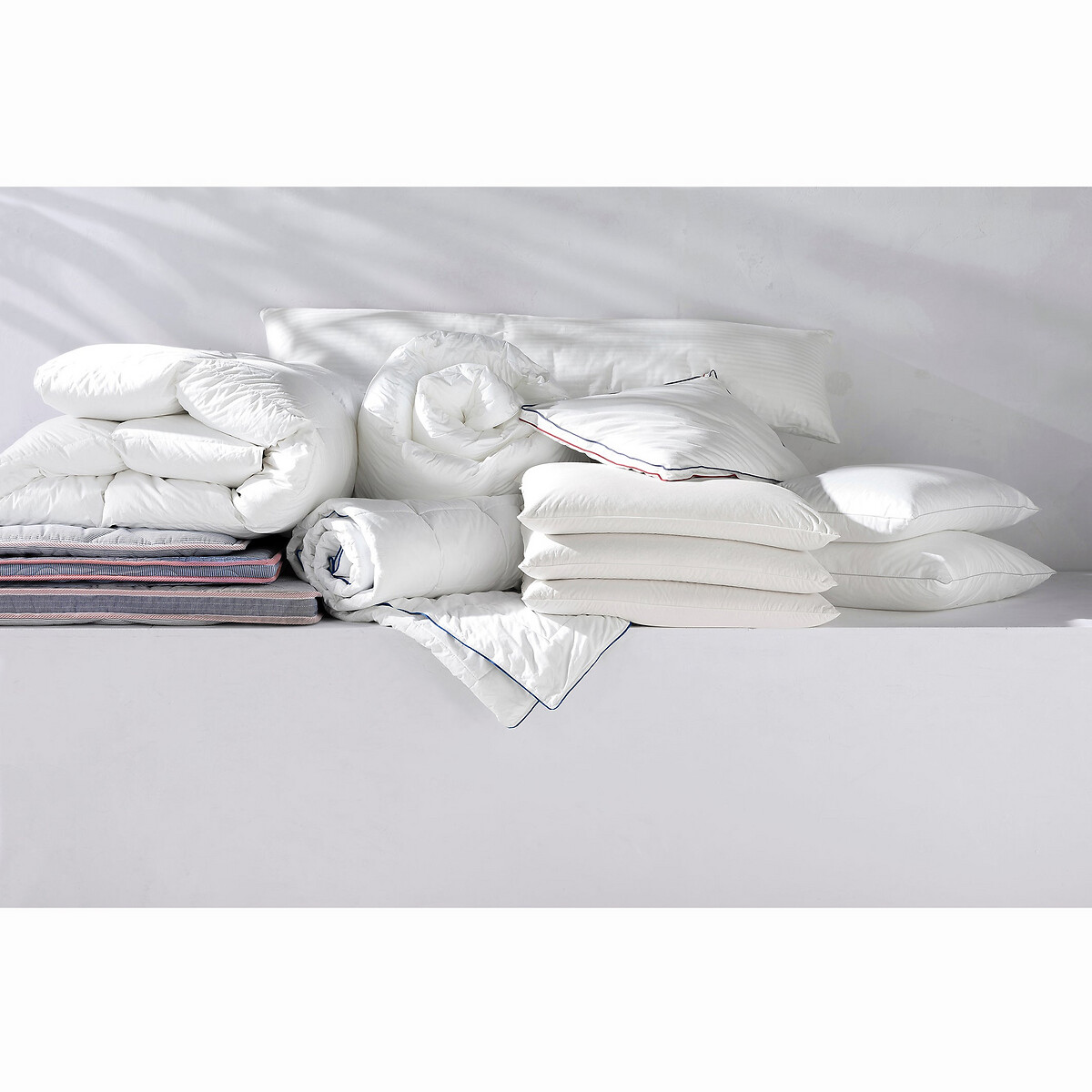 in percalle di cotone a 91 fili bianco 140 x 40 cm qualità alberghiera Microgel Cuscino cilindrico piatto Oeko-tex 