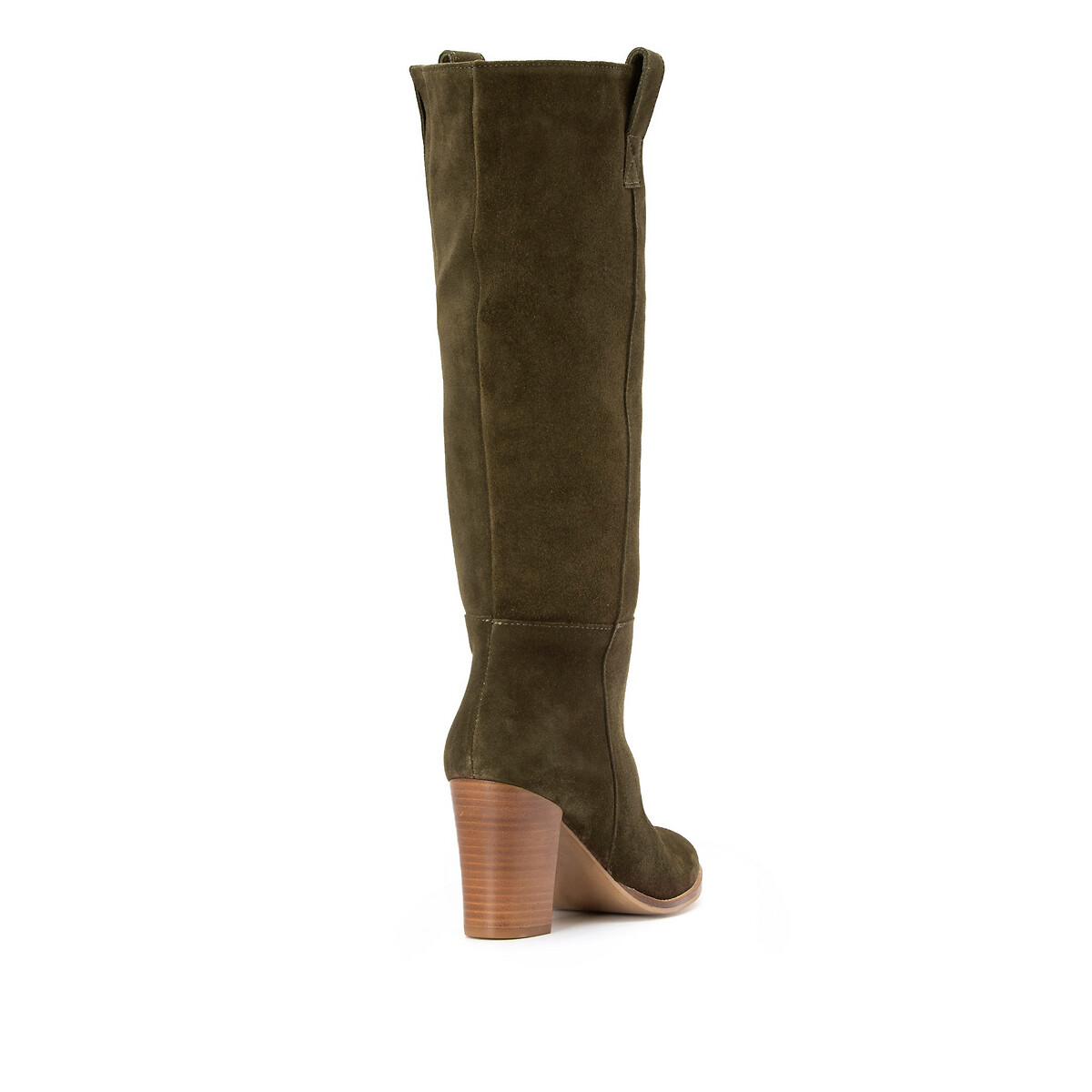 Botas de piel con tacón caqui La Redoute Collections | La Redoute