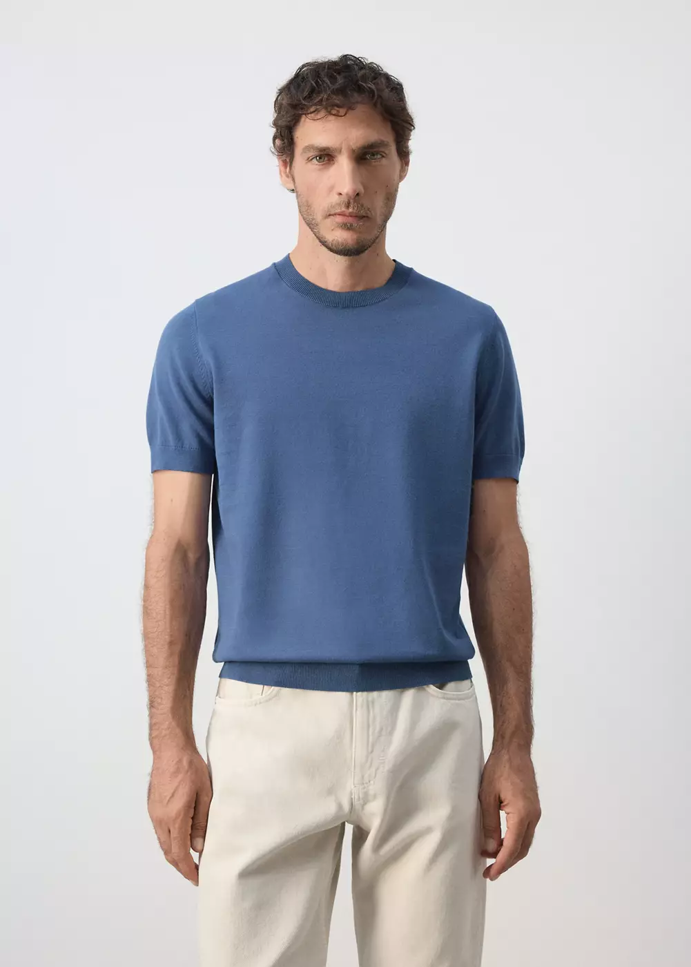 T-shirt 100 % coton en maille fine, MANGO MAN