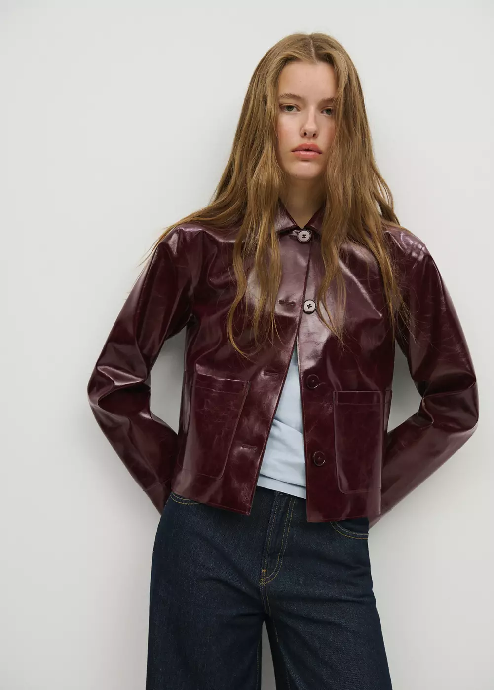 Veste cuir synthétique poches, MANGO TEEN