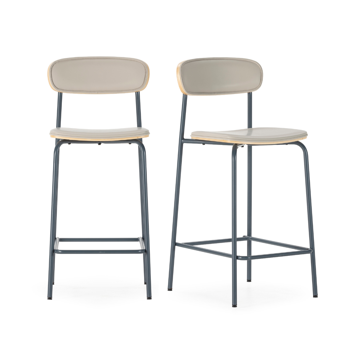 Tabourets lot de 2 en similicuir - TESS, CALICOSY