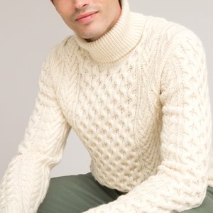 Пуловер с длинным воротником из плетеного трикотажа LA REDOUTE COLLECTIONS image