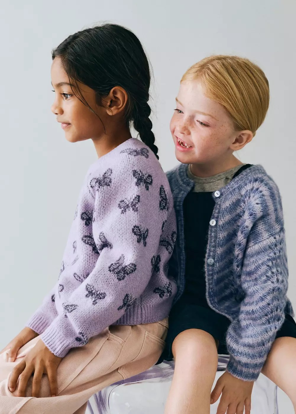 Cardigan en maille ajourée multicolore, MANGO BABY