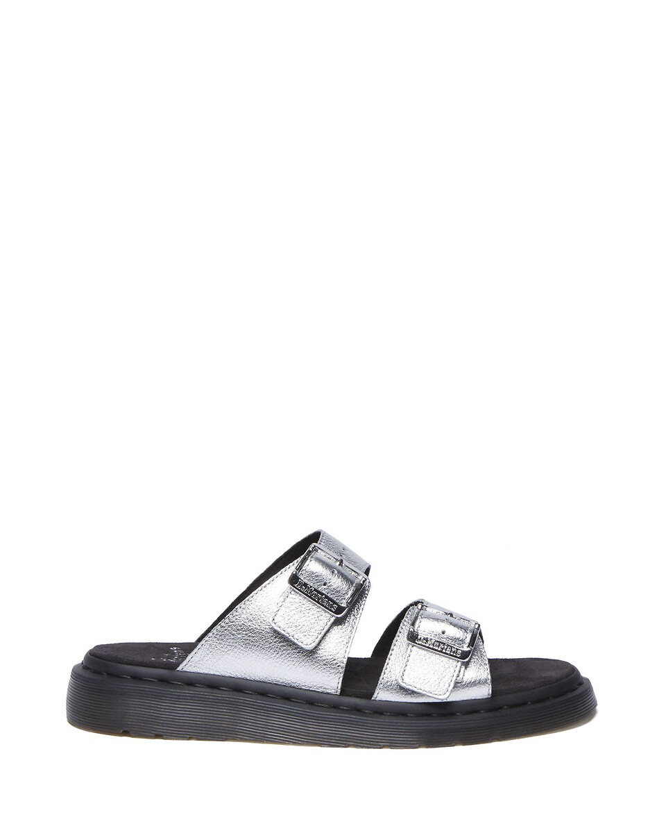 Dr. Martens Sandalias de piel Josef Slide Silver Metallic Tumble — foto 2
