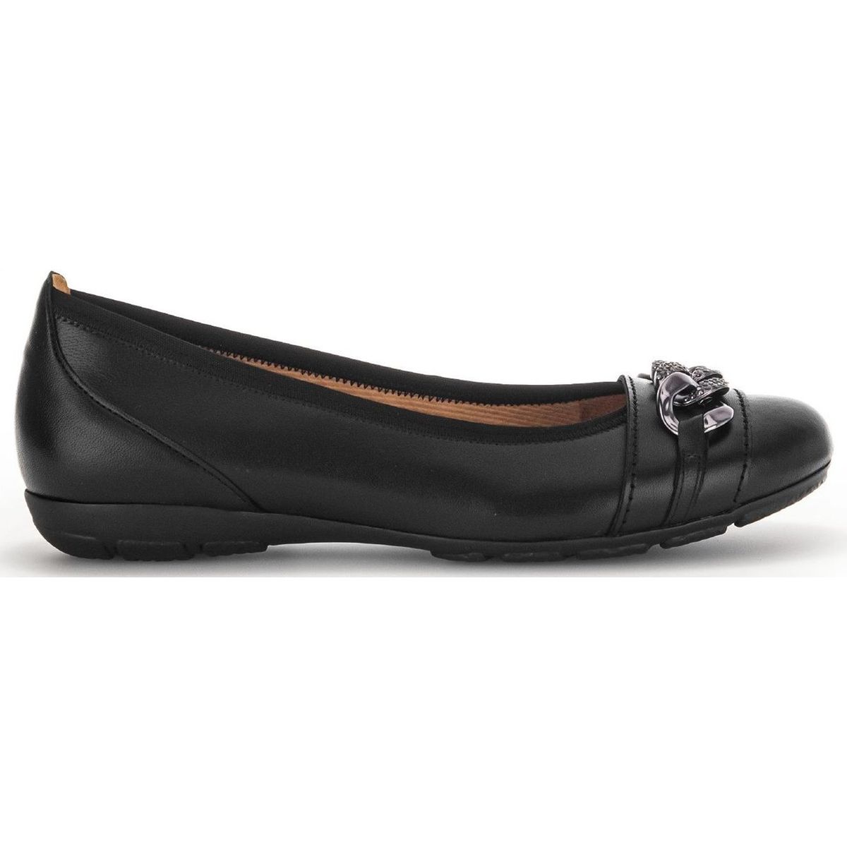 Ballerine en cuir lisse talon d croch noir Gabor La Redoute