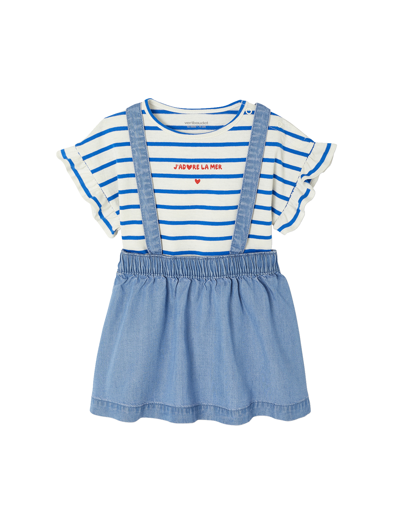 Ensemble t-shirt + jupe à bretelles bébé, VERTBAUDET