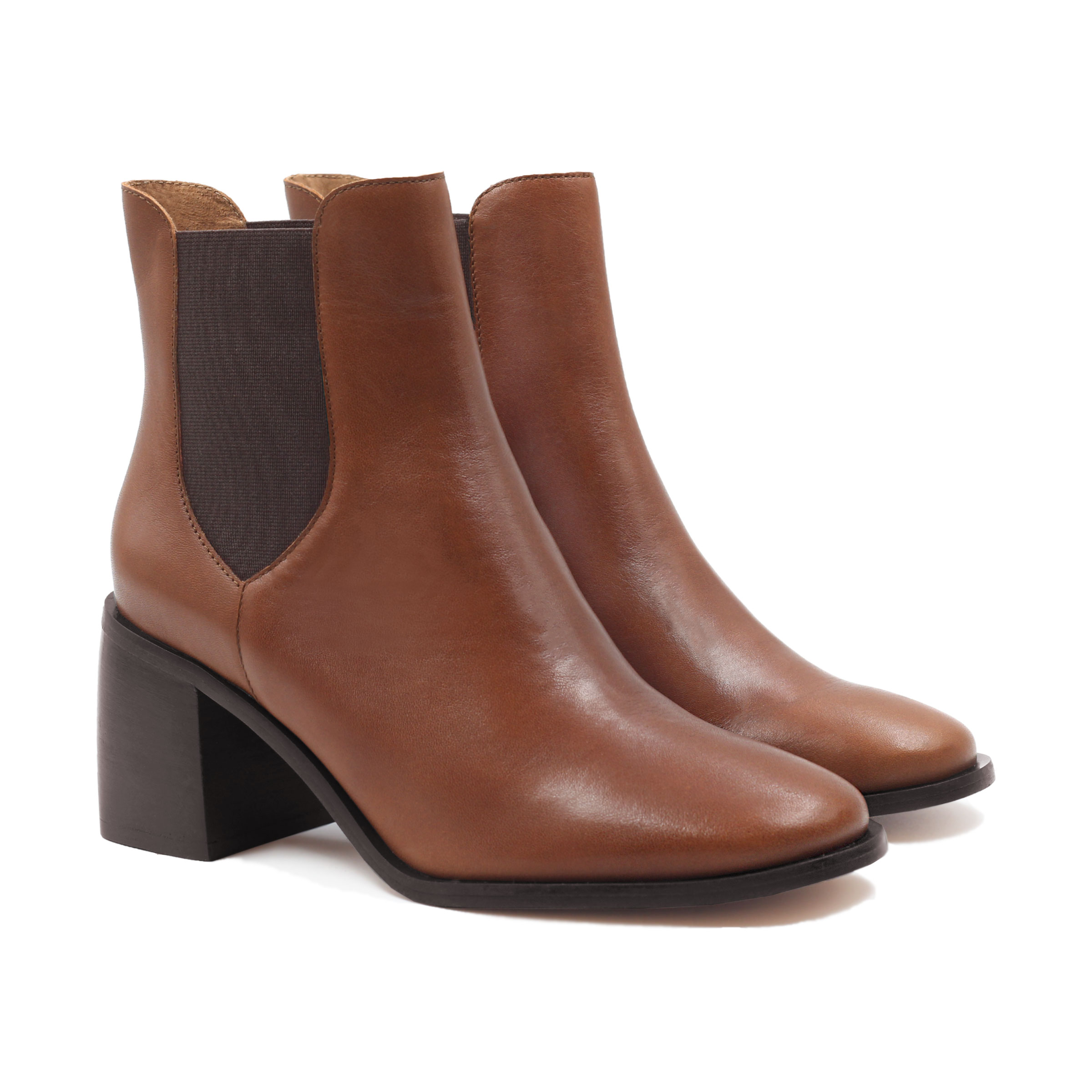 Bottines Chelsea talon cuir lisse, JULES & JENN