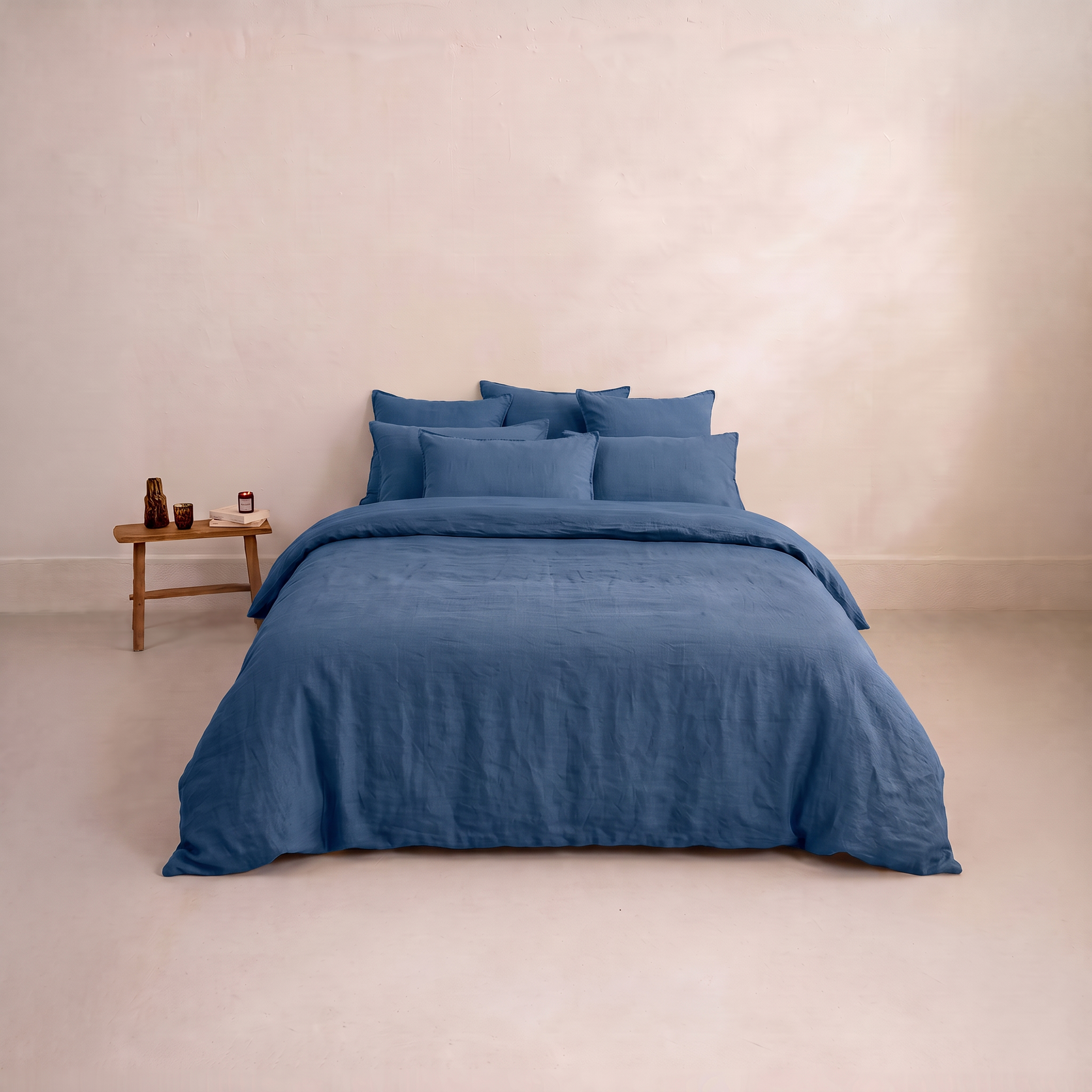 Housse de couette lin et coton lavé SONGE, CARRE BLANC