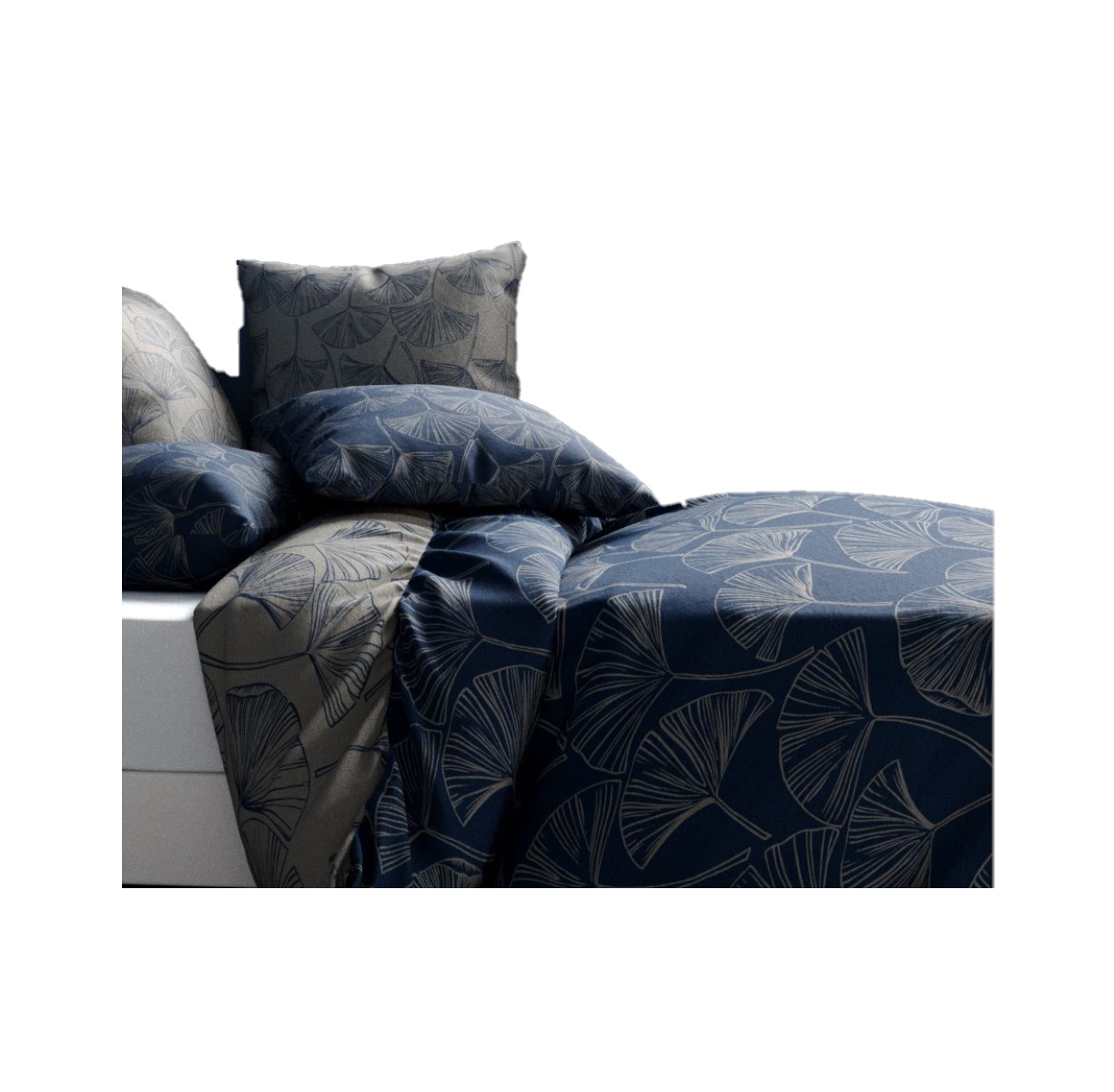 Housse de couette + taie reversible Feuilles edo, EDEN