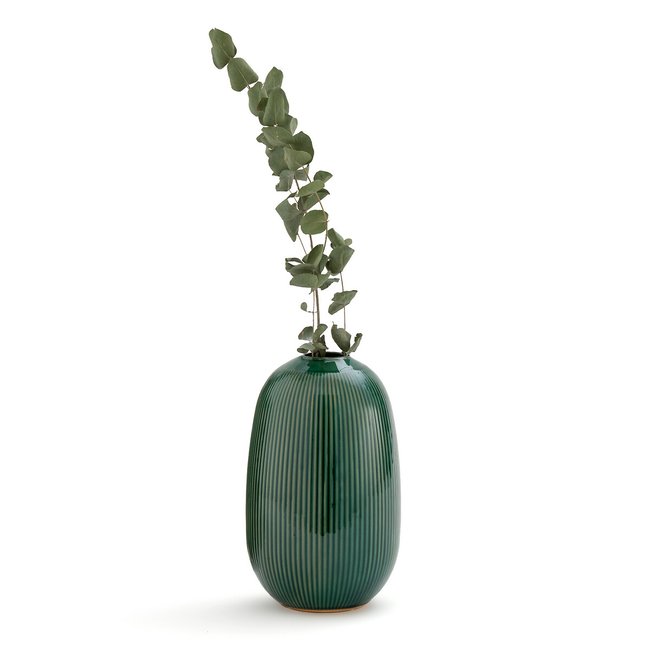 Vaso in ceramica H.26 cm, Estria verde LA REDOUTE INTERIEURS