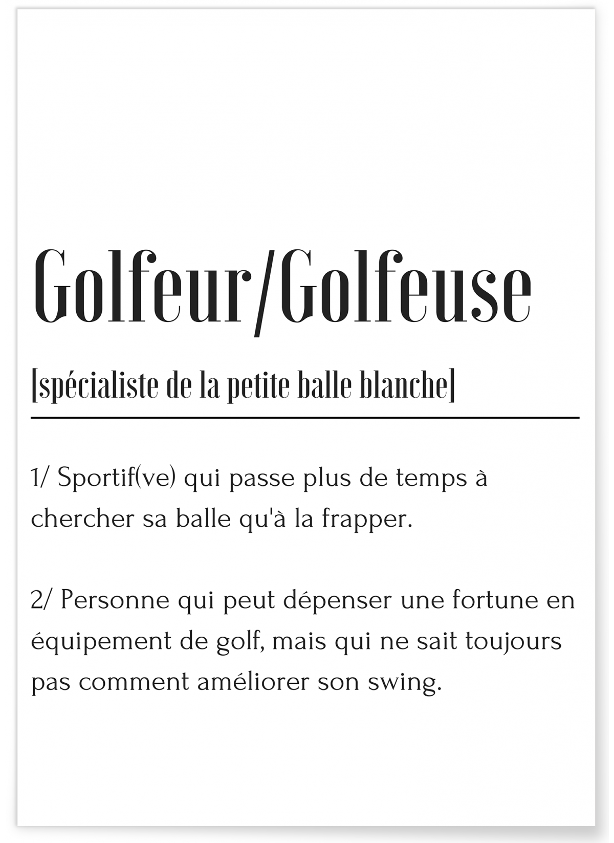 Affiche Définition Golfeur, L'AFFICHERIE