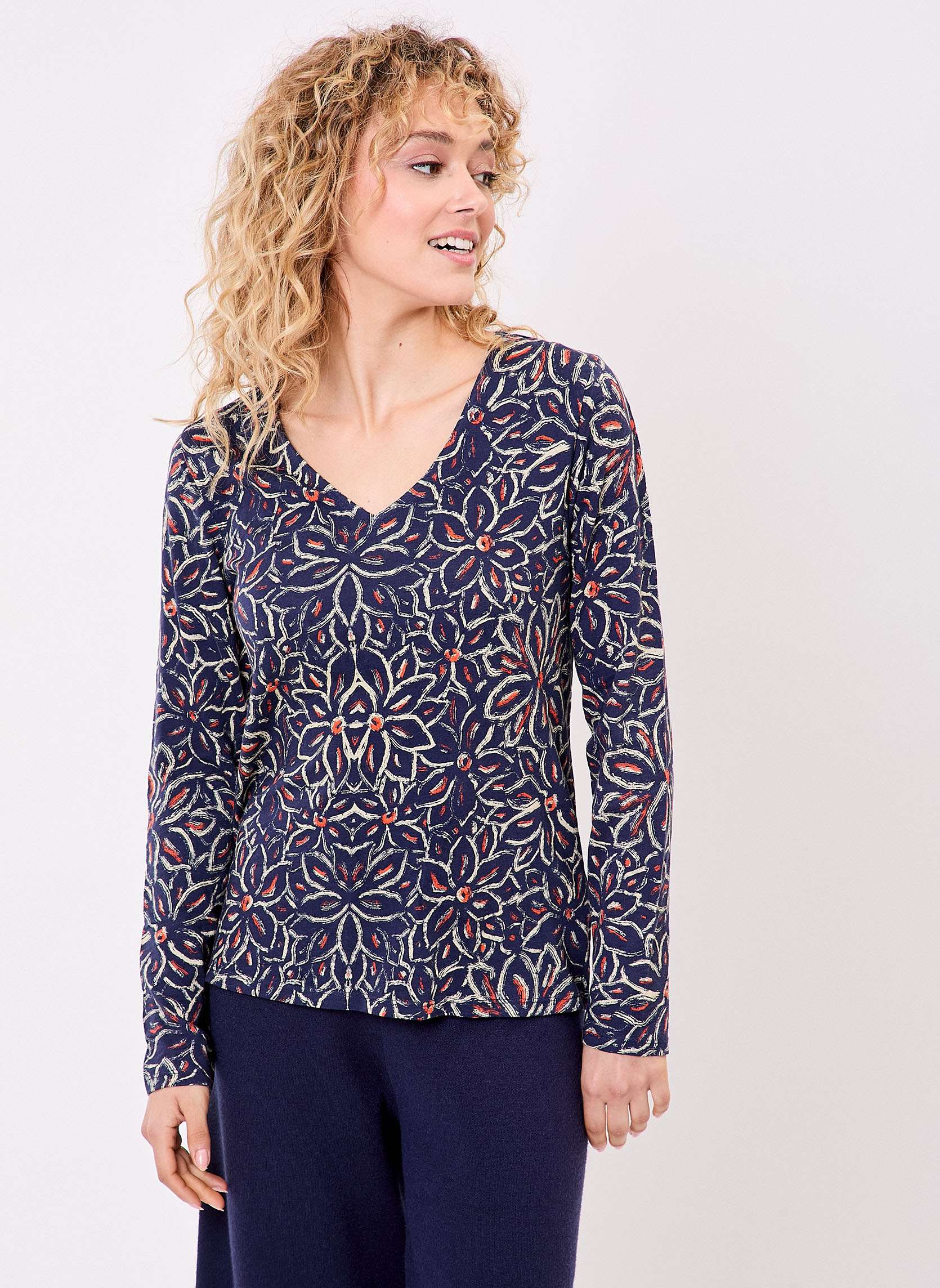 T-shirt col V imprimé coton bio VANPUR, LA FIANCÉE