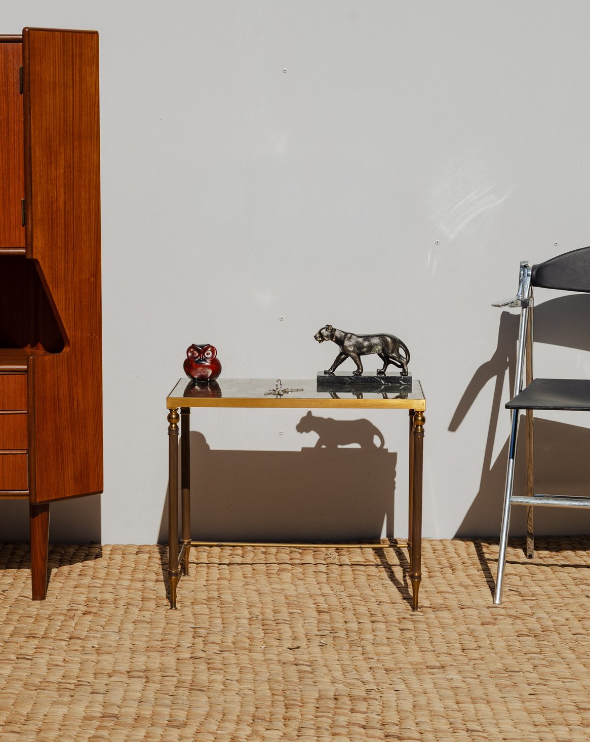 Table d'appoint en métal et verre Hanna N°1287 - Bon état, DEBONGOUT