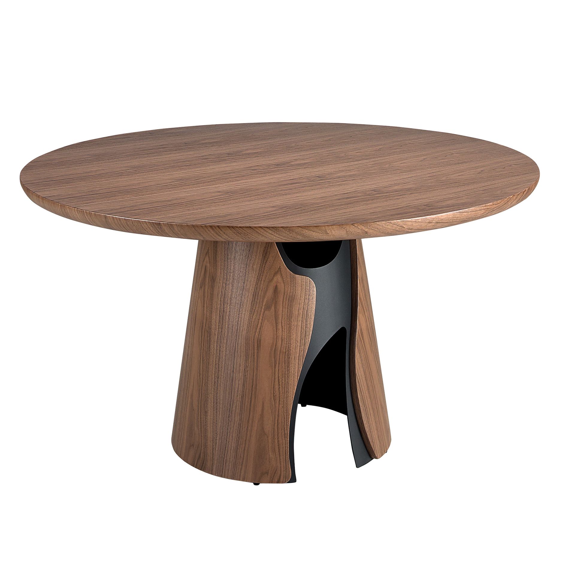 Table de salle à manger ronde en noyer et acier époxy, ANGEL CERDA