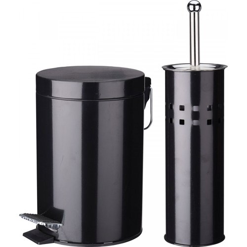 Poubelle de salle de bain 3l + brosse wc métal noir Couleur noir