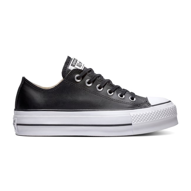 Chuck Taylor All Star Lift Ox Leather Flatform Trainers, black, CONVERSE