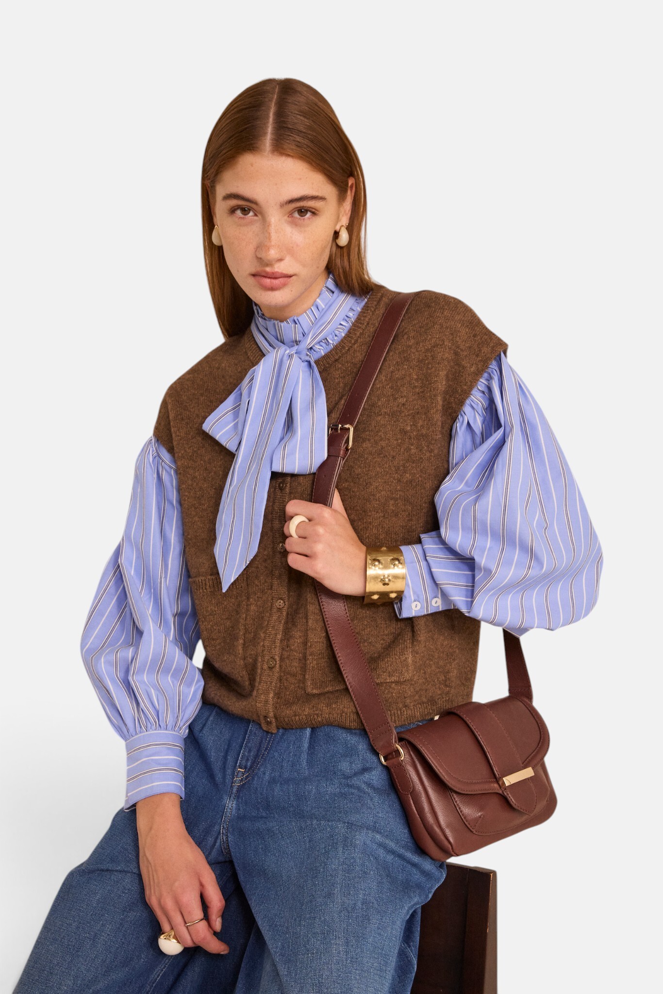 Blouse rayée à col lavallière MORGANE, Maison 123
