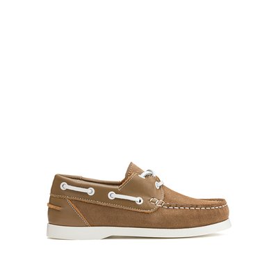 Suede/Leather Boat Shoes with Lace-Up Fastening LA REDOUTE COLLECTIONS