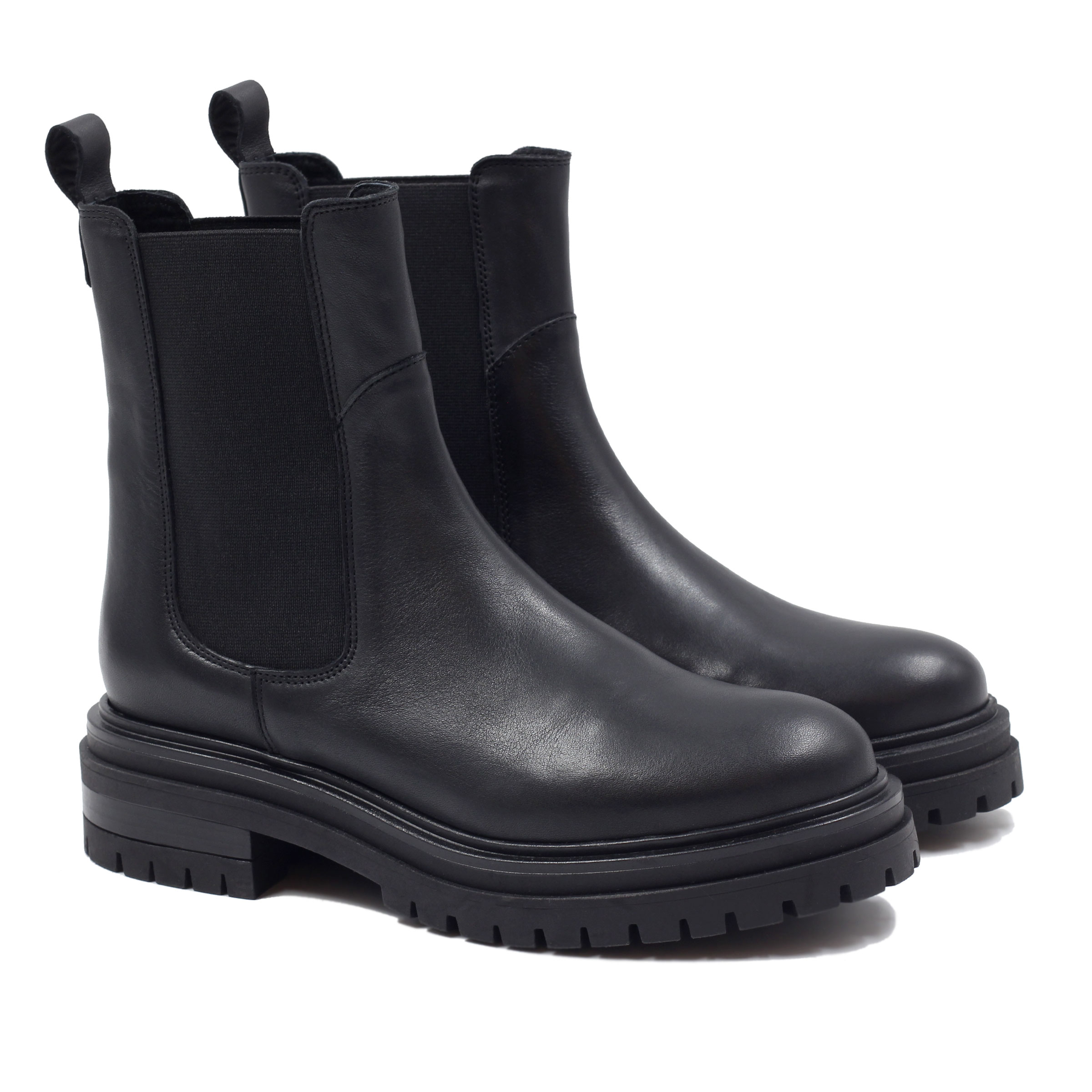 Bottines Chelsea crantées cuir lisse, JULES & JENN