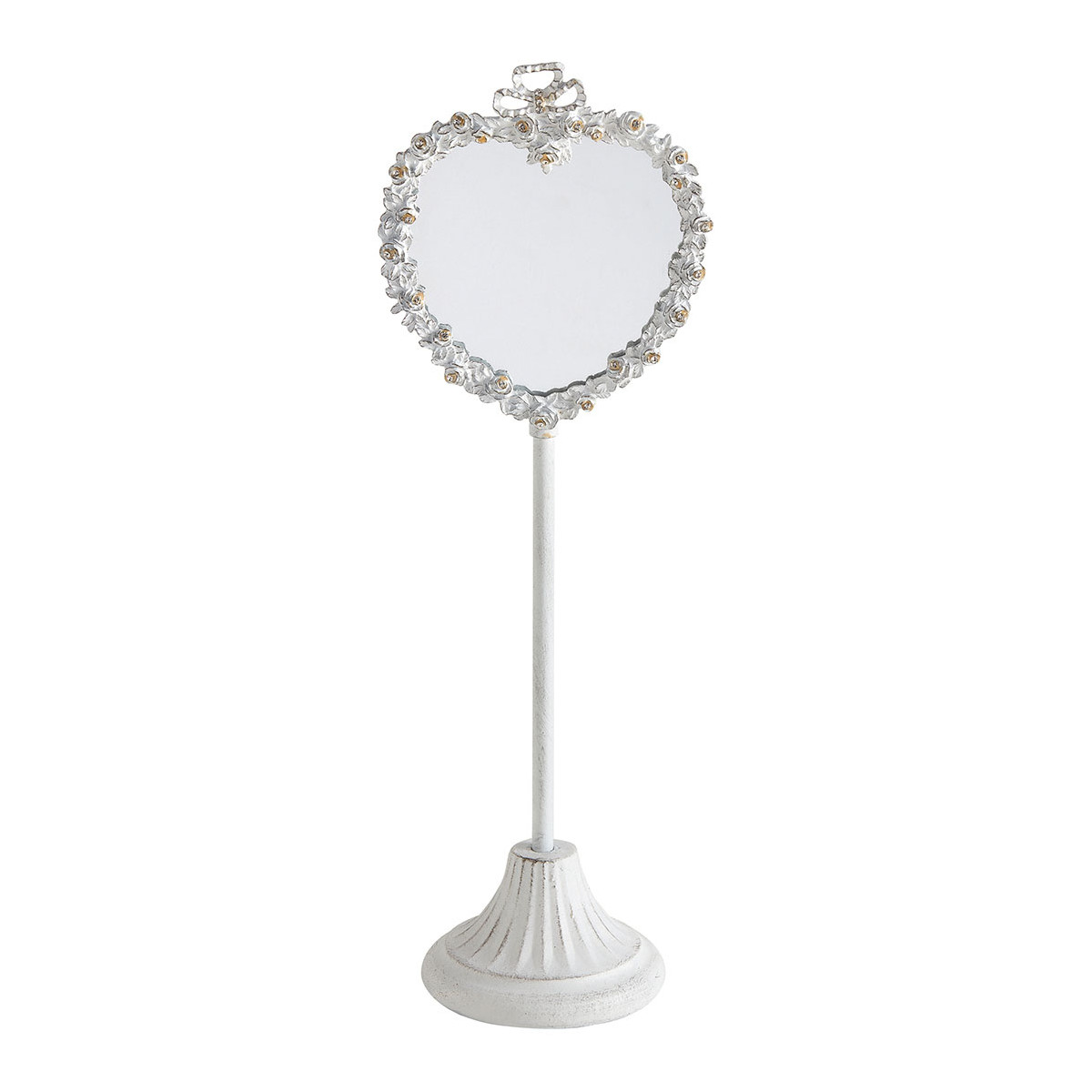 Miroir sur pied Coeur en métal blanchi, MATHILDE M