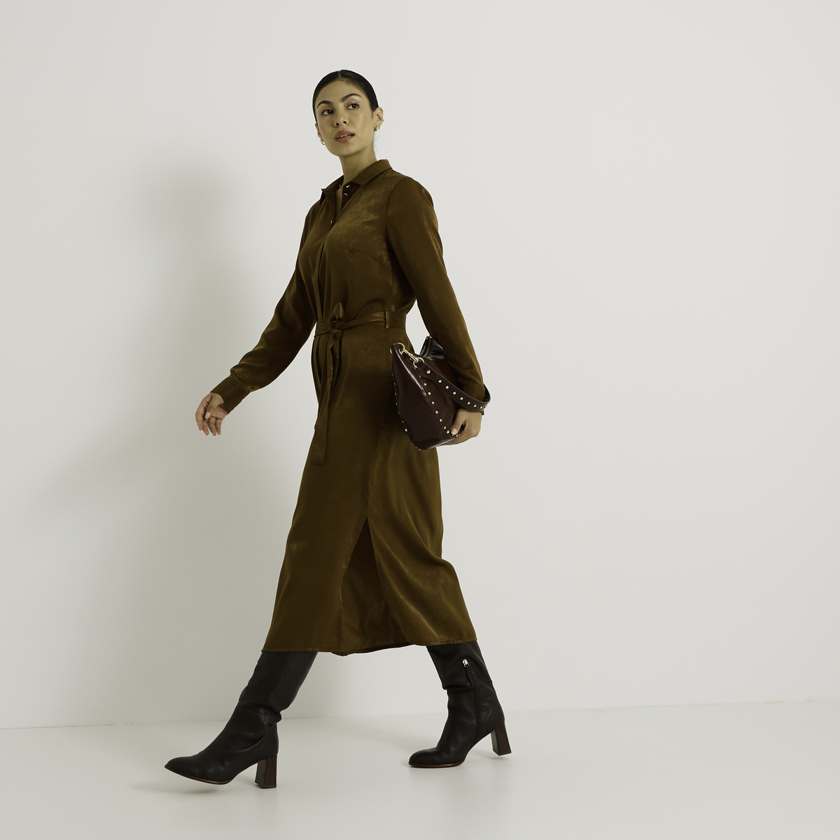 Robe longue satinée, GRAIN DE MALICE