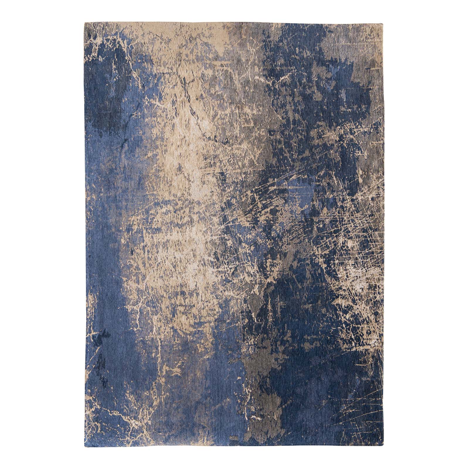 Tapis de salon et chambre tissé plat bleu BLUE VOID, NOVATREND