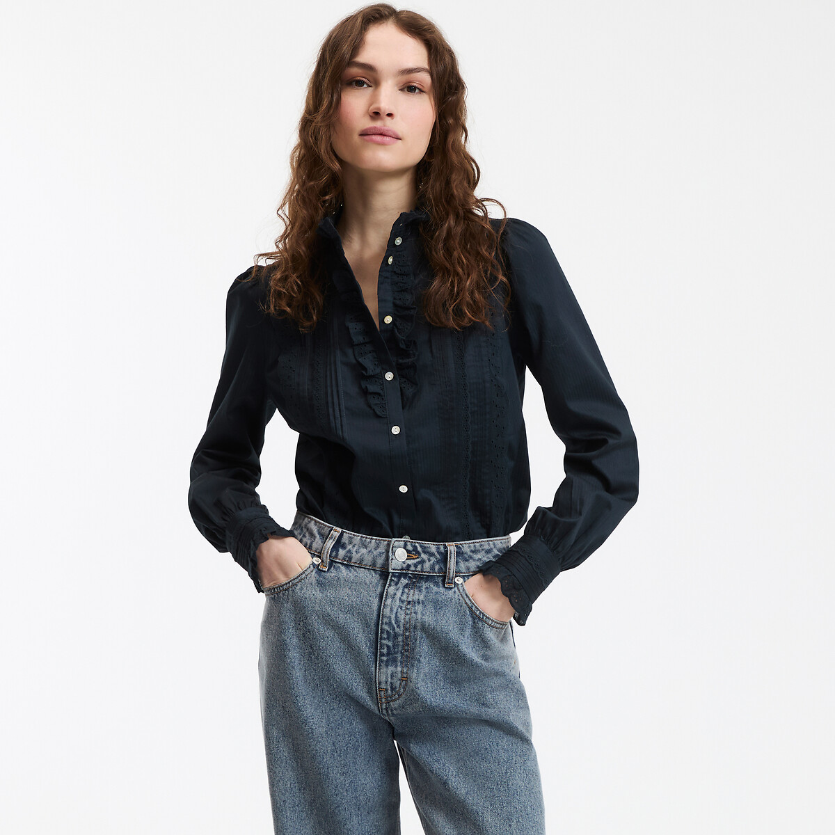 Romantische blouse in katoen Signature EUGENIE
