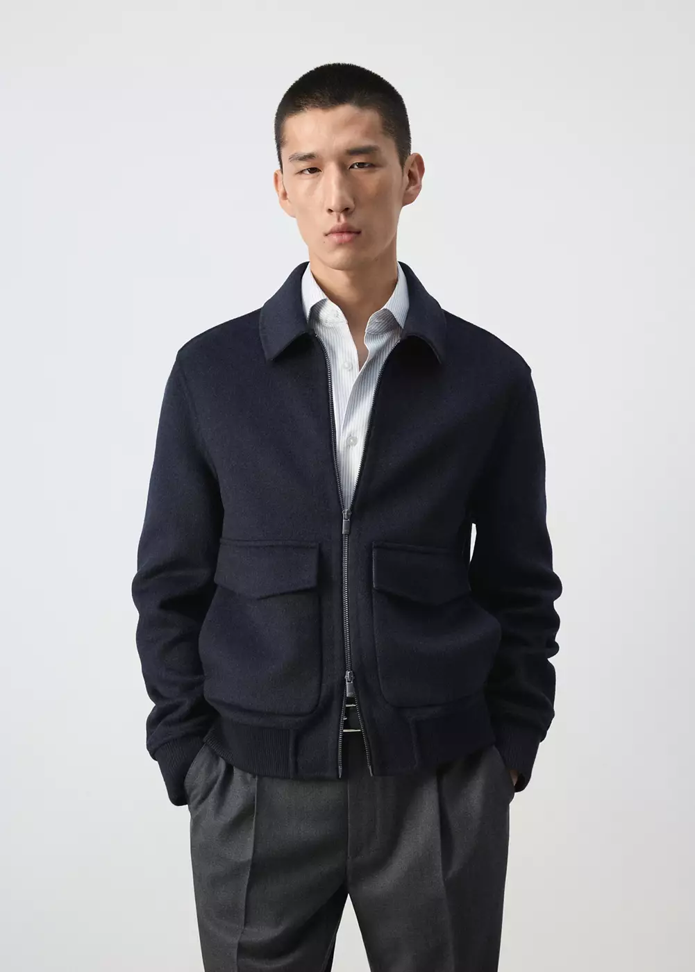 Veste laine mélangée poches, MANGO MAN