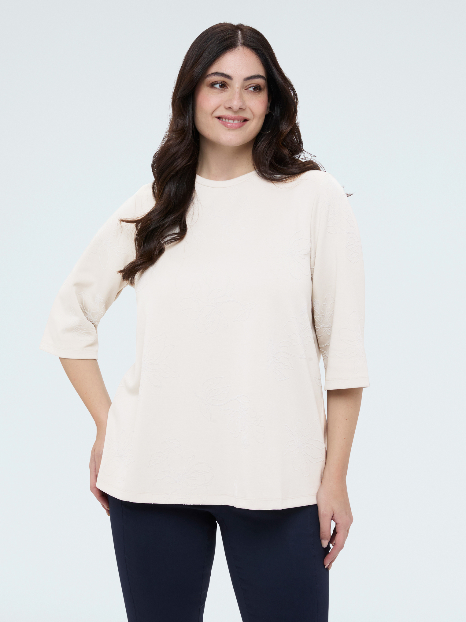 Sweat en scuba avec broderie florale, FIORELLA RUBINO