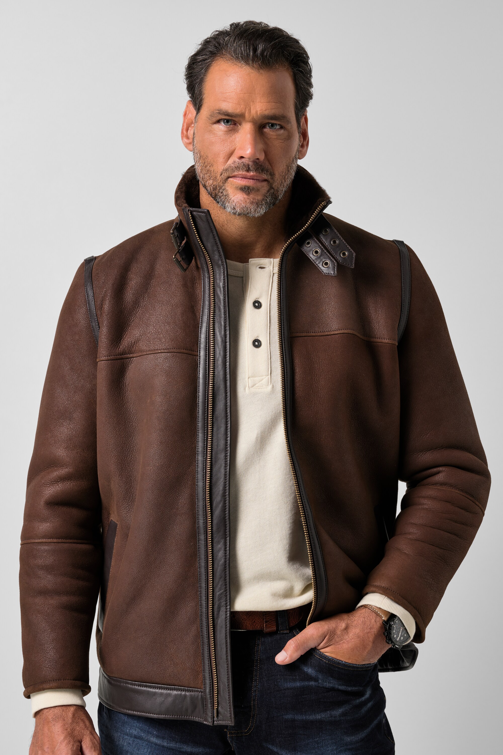 Veste en cuir d'agneau véritable, JP1880