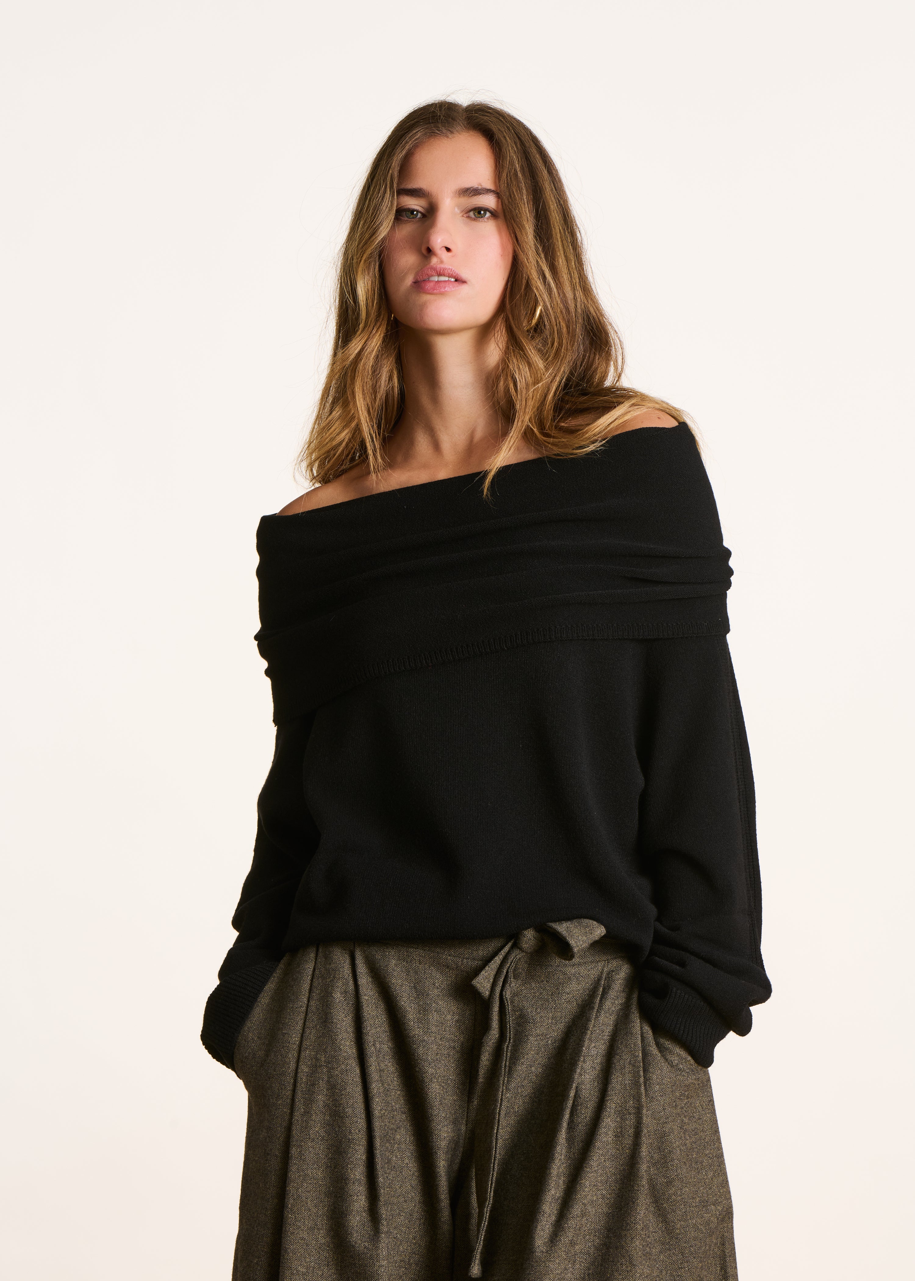 Pull manches longues large col, LA FEE MARABOUTEE