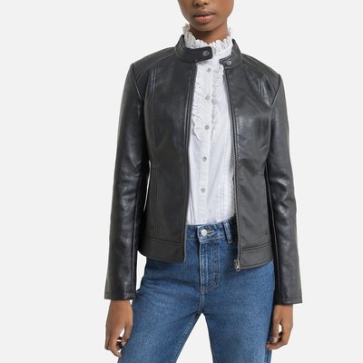 Faux Leather Jacket with High Neck JDY