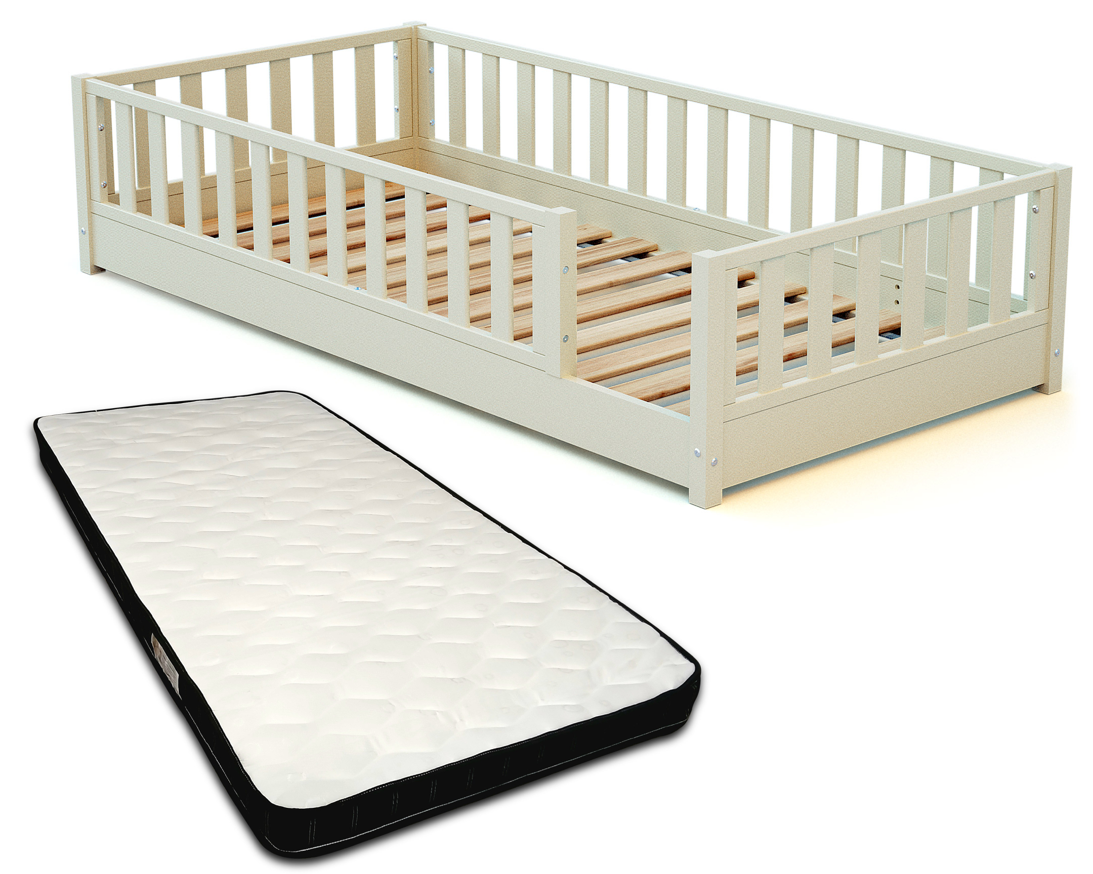 Lit au sol enfant en bois 90x190 SONHO avec matelas, JURABABY