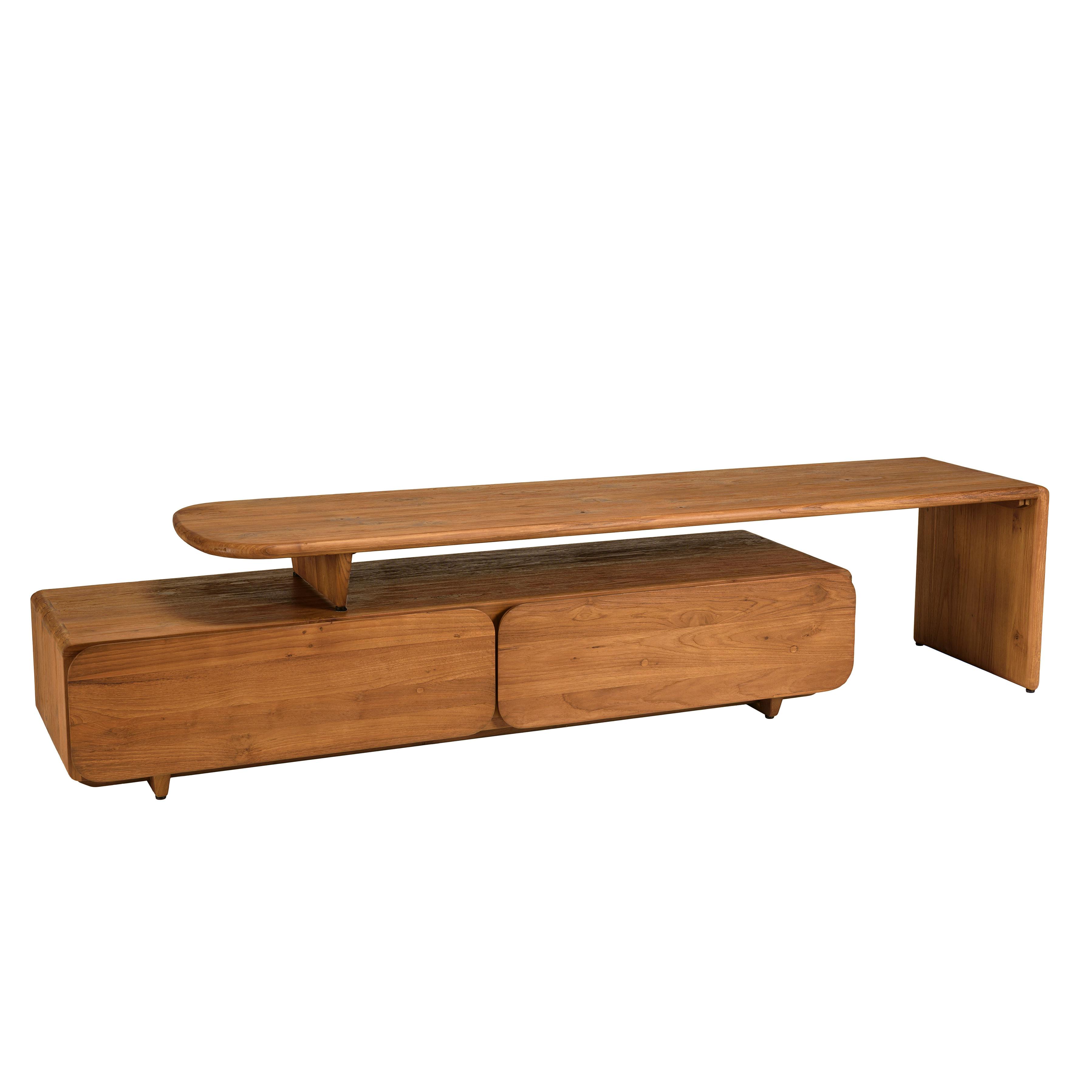 Meuble TV 2 tiroirs 160x40cm en bois de teck recyclé SWING, PIER IMPORT