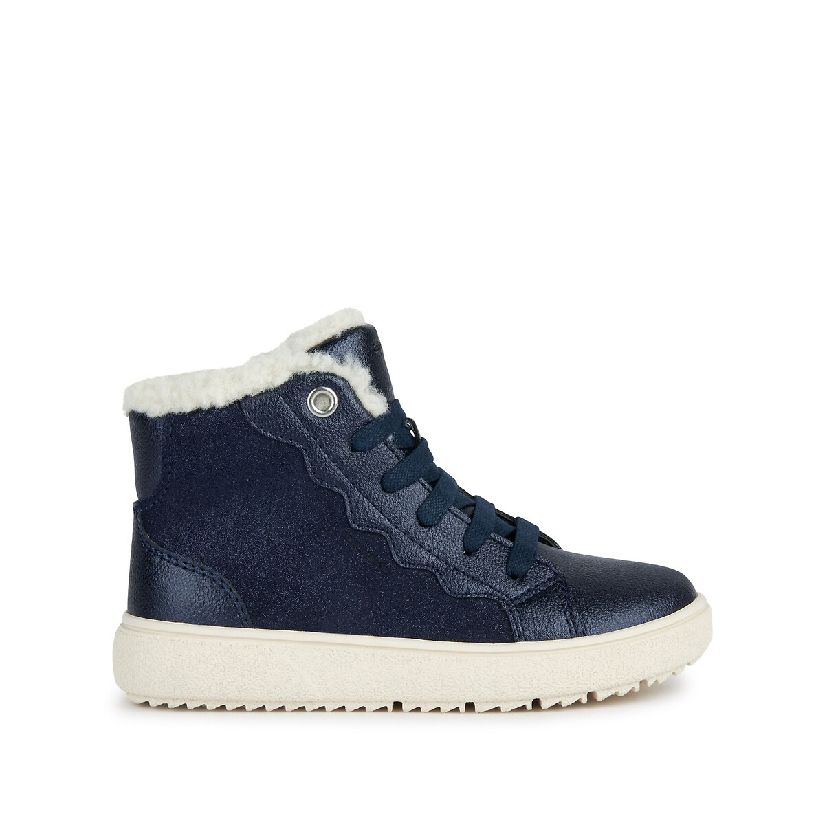Kids Theleven High Top Trainers in Leather with Faux Fur Lining