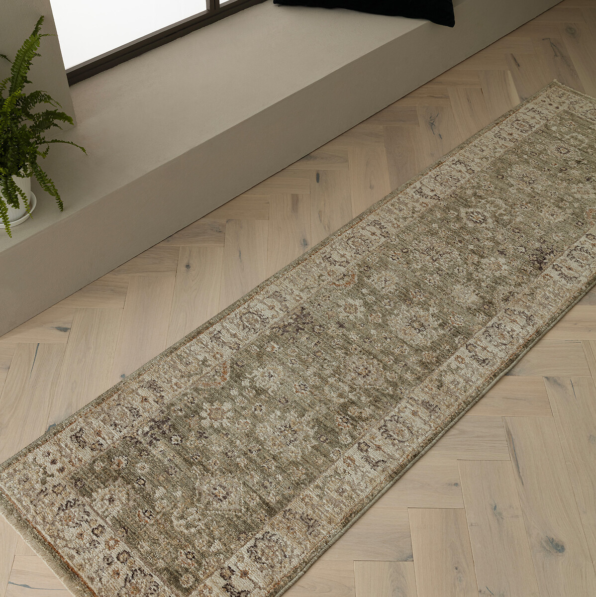 Heriz Ornate Green Runner Rug, SO'HOME