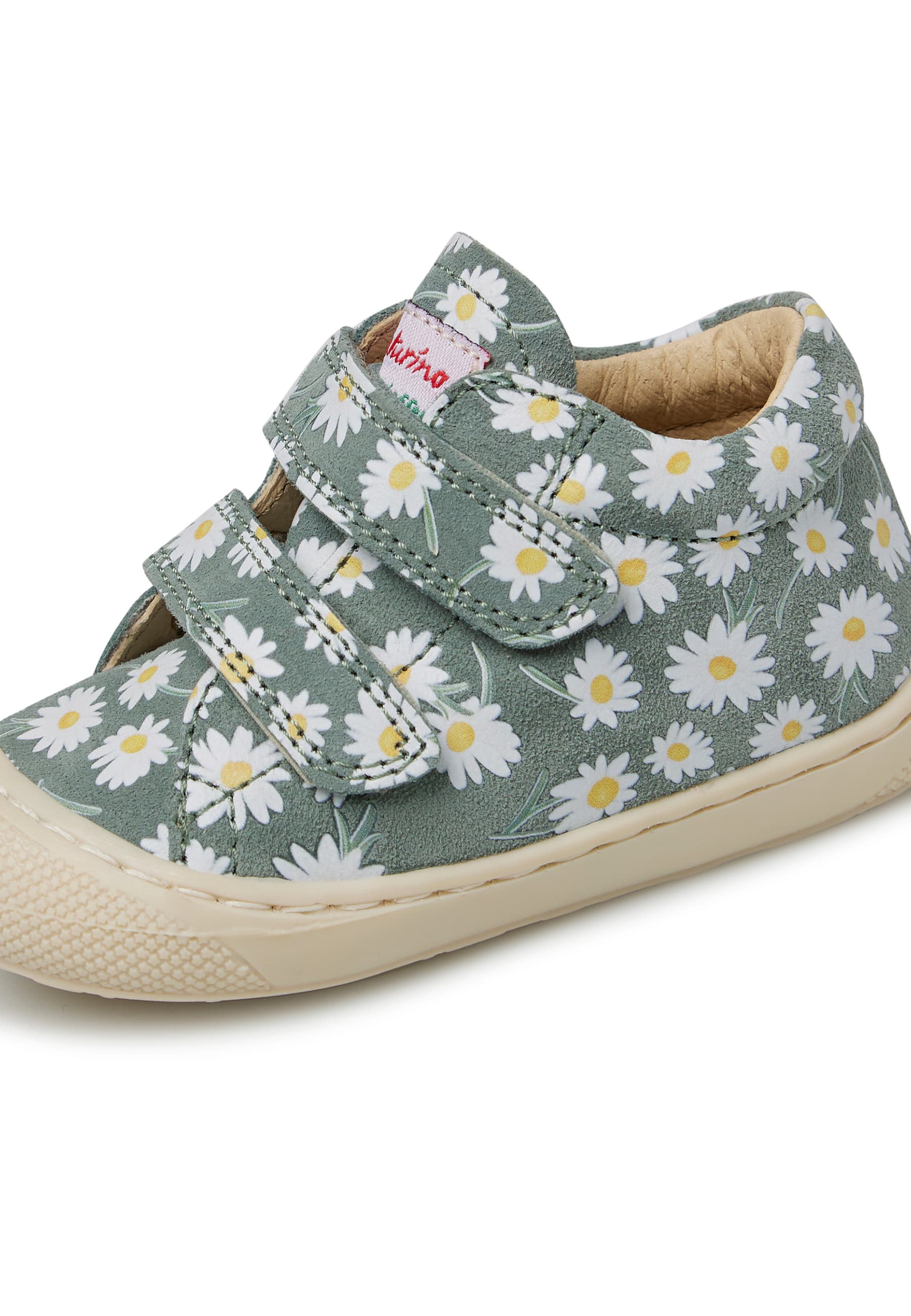 Naturino Chaussures Premiers Pas En Cuir – Imprimé Fleurs, Fermeture Double Velcro, Semelle Flexible Renforcée