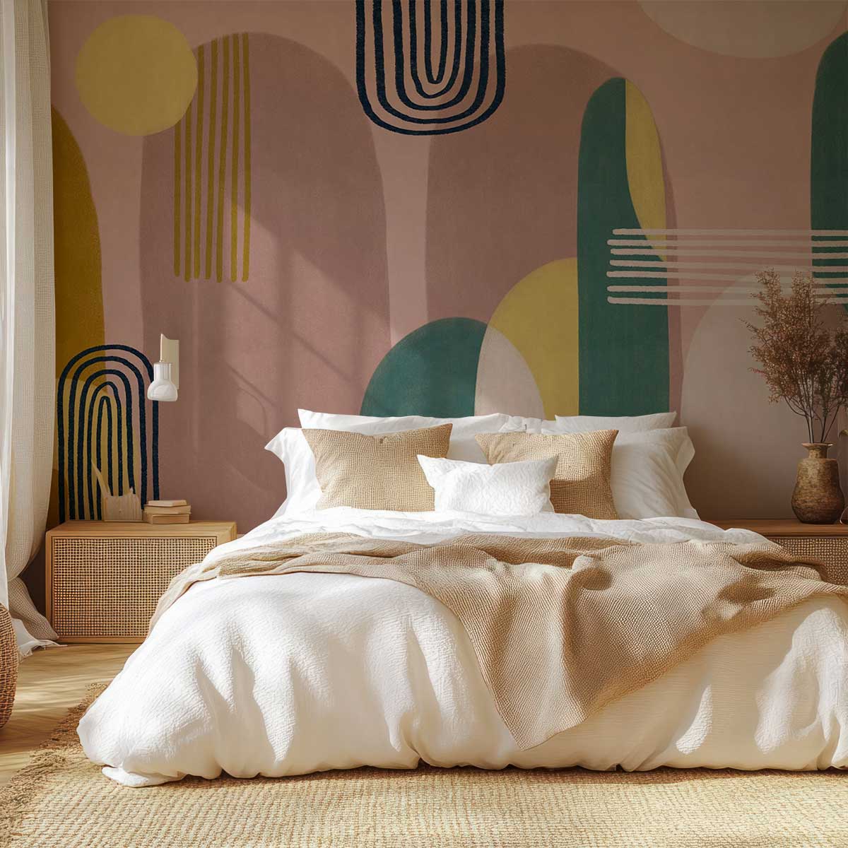 Papier peint panoramique Éclosion Blush Terracotta, HEXOA
