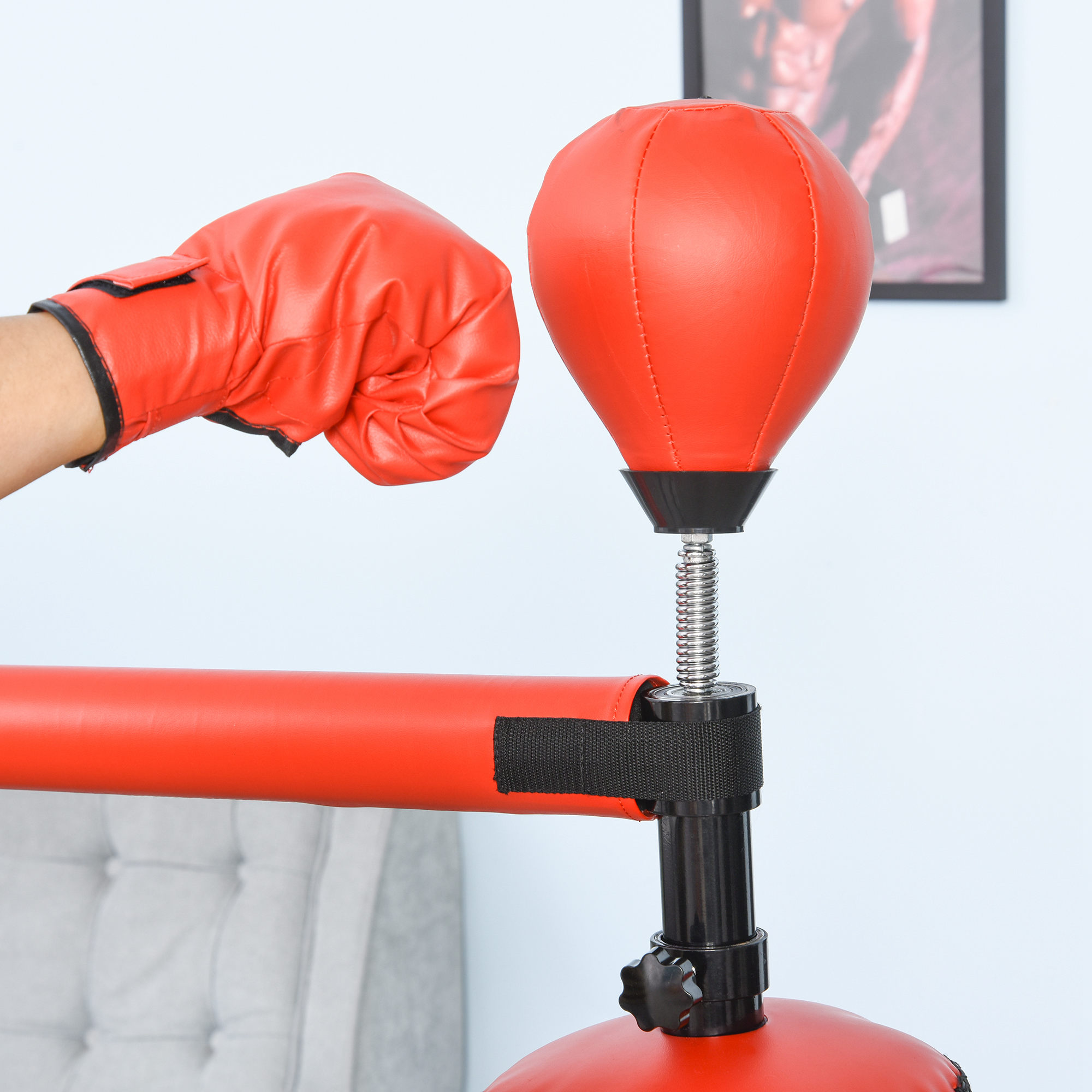 Punching Ball Sur Pied Réglable - Pour Enfants Et Ados - Base Lestable (eau/sable) - Balle Rebondissante Sécurisée - Jeu Actif