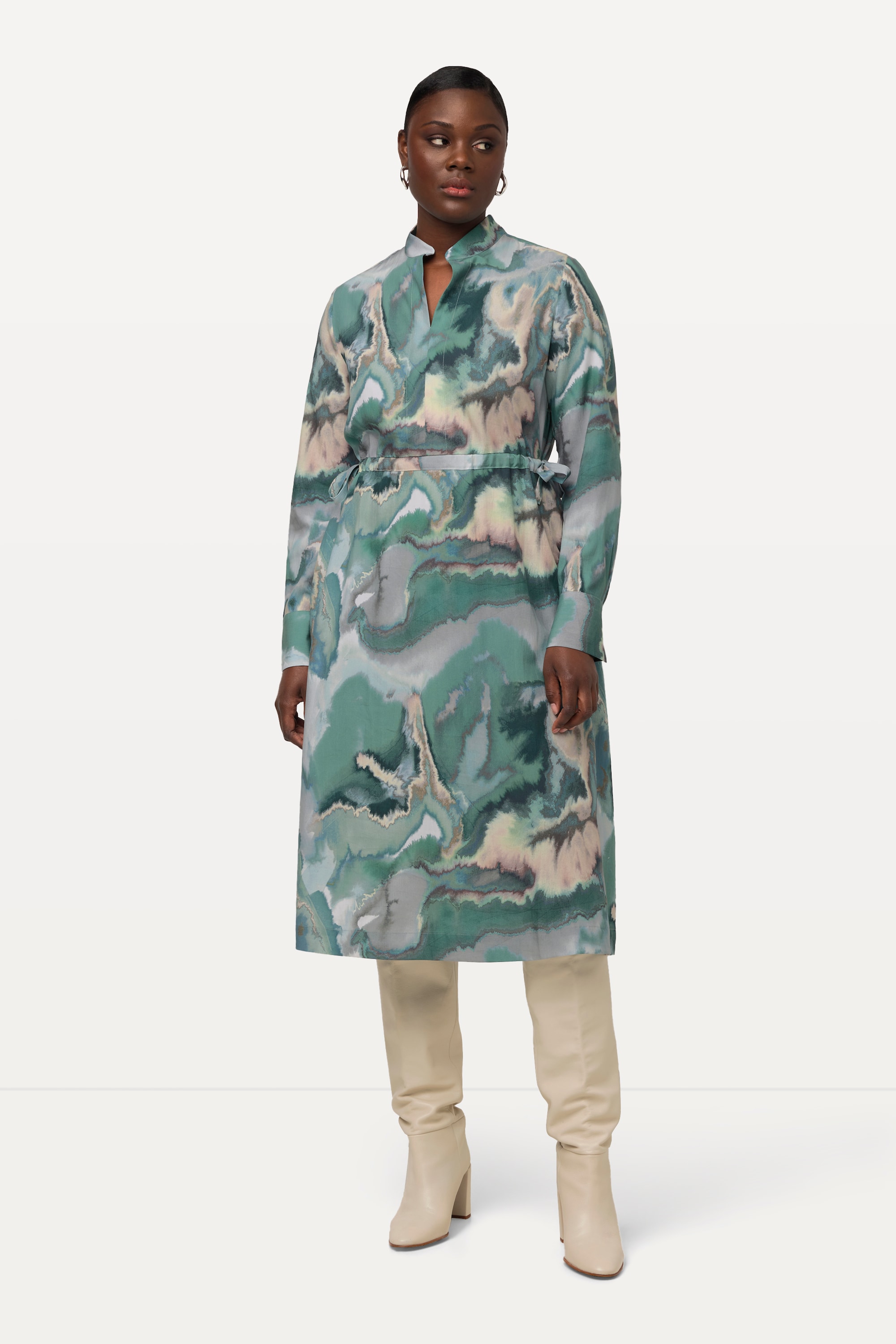 Robe midi en Lyocell à col montant, ULLA POPKEN
