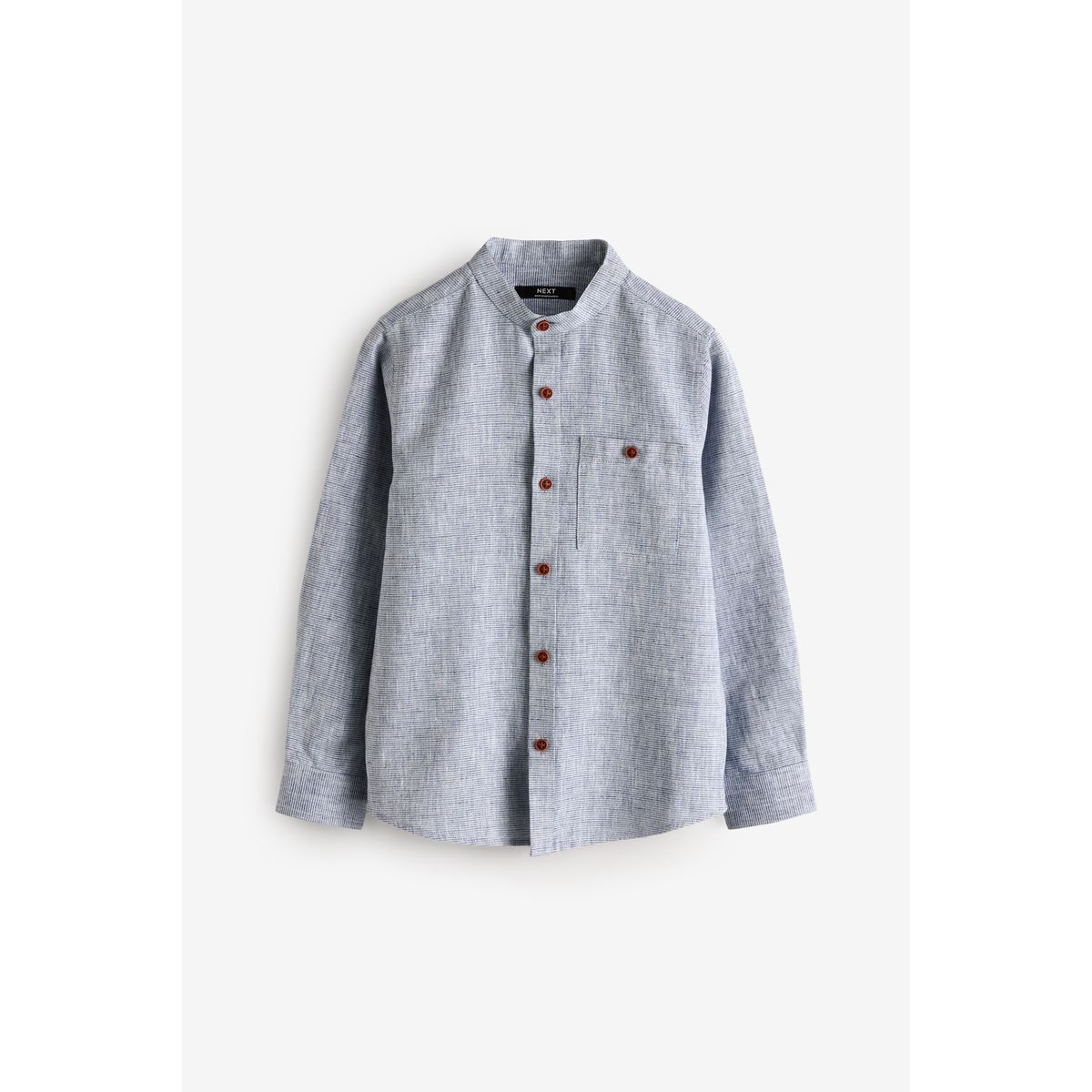Chemise en lin manches longues col officier, NEXT