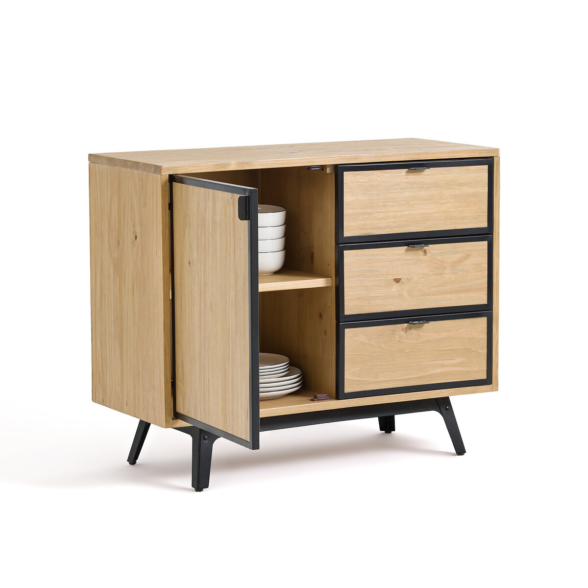 Product photograph of Daffo 3 Drawer Pine Sideboard from La Redoute UK.