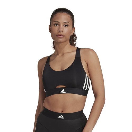 Medium support sports bra, black/white, Adidas Performance