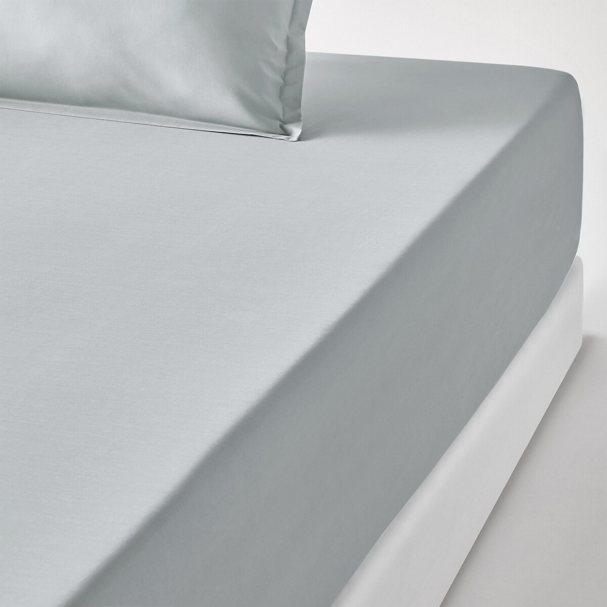 Drap housse percale de coton bonnet 35 cm Cappuccino 140x190 cm