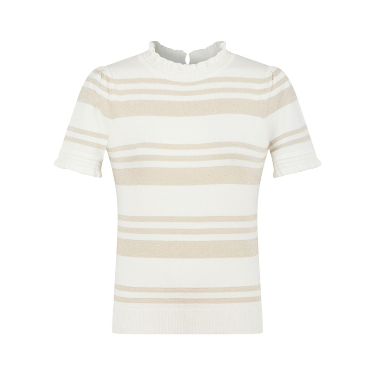 Image of Striped Short Sleeve Jumper with Gathered Collar and Sleeves